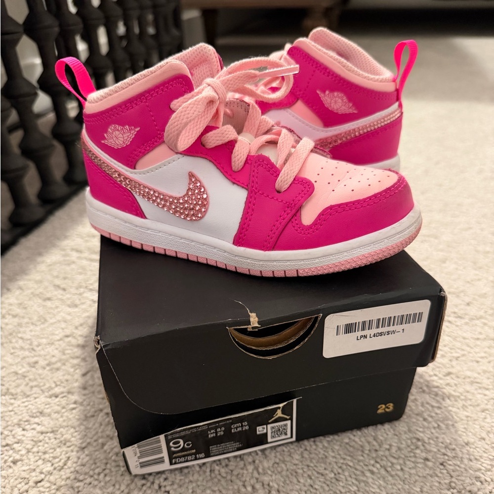 Nike Kids Pink and White rhinestone Sneakers